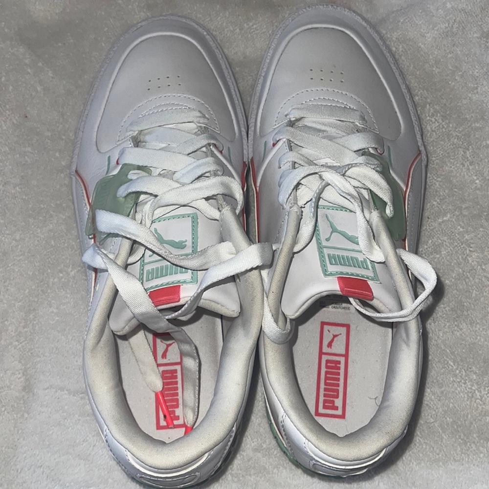 White Pink & Green Versatile Puma Sneakers - Picture 2 of 5